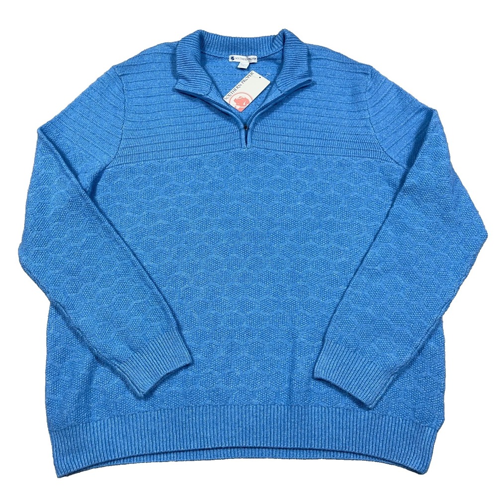 Southern Proper Sweater Men 2XLT Light Blue Pullover Quarter Zip Knit $120 MSRP